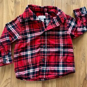 Cat & Jack Red Flannel Plaid Kids Shirt